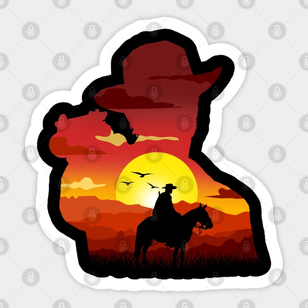 Arthur Morgan SunSet Silhouette Sticker by Meca-artwork